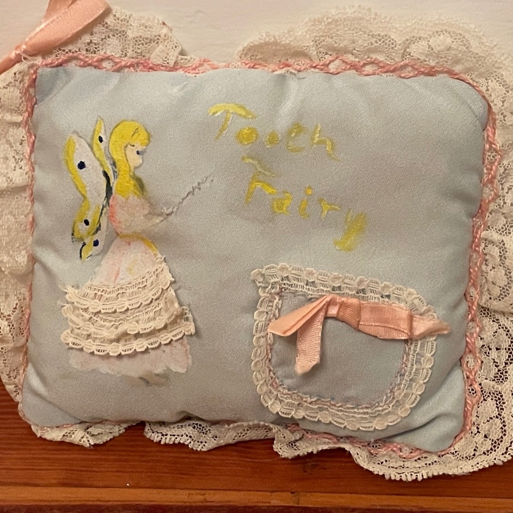 Vintage hand painted tooth fairy pillow